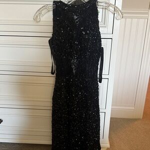 Primavera Cape Backless Black Mini Dress